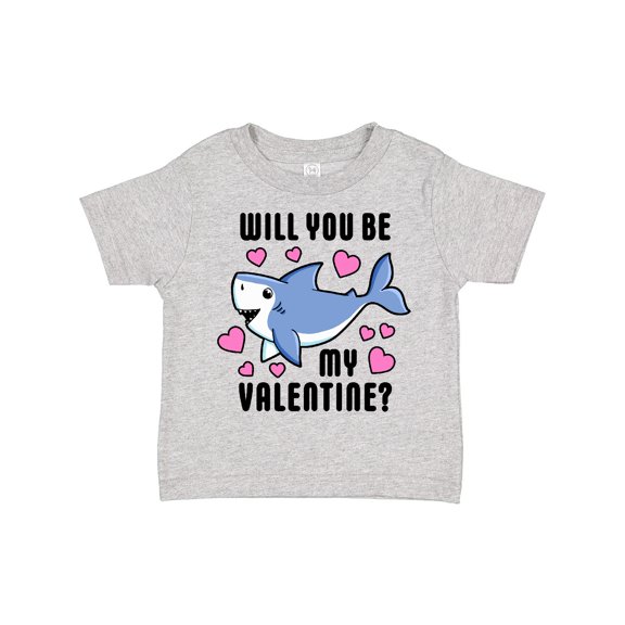Inktastic Will You Be My Valentine with Cute Shark and Hearts Boys or Girls Toddler T-Shirt
