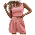thumbnail image 2 of Riforla Two Piece Outfits Women Summer Shorts Sets 2 Piece Sleeveless Matching Crop Top and High Waisted Shorts for Women Elegant Women's Sets Red XL, 2 of 8