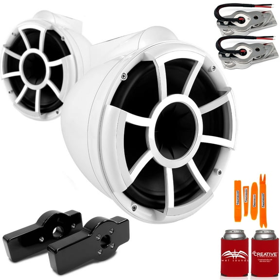 Wet Sounds for CENTURION MAXIMUS - REV 10 10" White Swivel Mount Tower Speakers & CENTURION MAXIMUS Tower Adapters