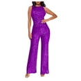 thumbnail image 2 of Weiqiqre Womens Overalls Sparkly Sequin Jumpsuit Ladies Shiny Sequin Overalls Pants, 2 of 5
