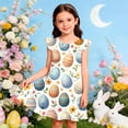 thumbnail image 2 of Toddler Dress Kids Easter Floral Bunny Print Sleeveless Knee Length Party Gown with Sash Bow for Church and Photoshoot Multicolour 3 years-4 years, 2 of 4