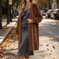 thumbnail image 4 of Smsaxvxz Womens Long Cardigan Sweaters Fashion Open Front Oversized Knit Fall Trendy Coat Jacket Brown M, 4 of 7