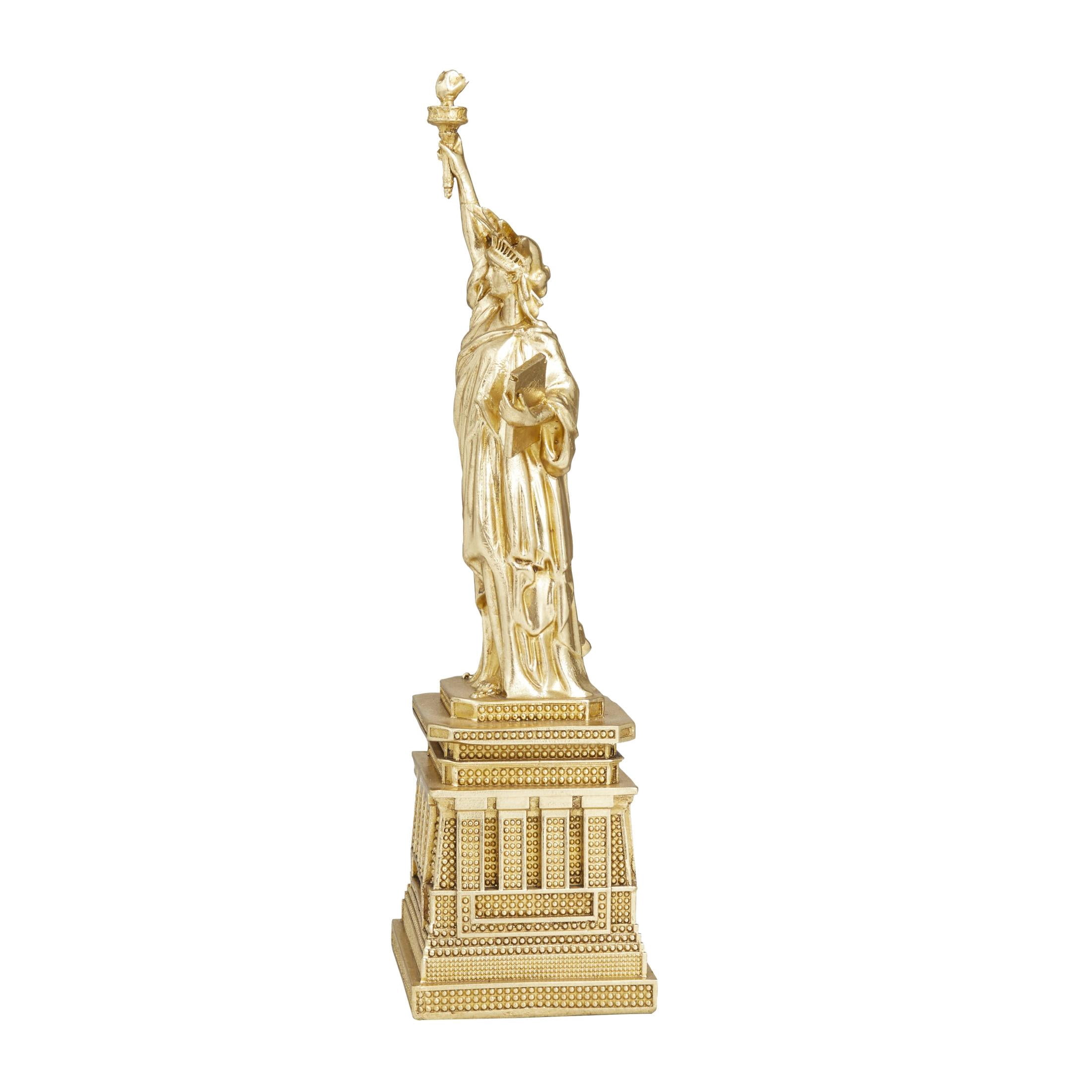 5" x 17" Gold Polystone Statue of Liberty Sculpture, by DecMode