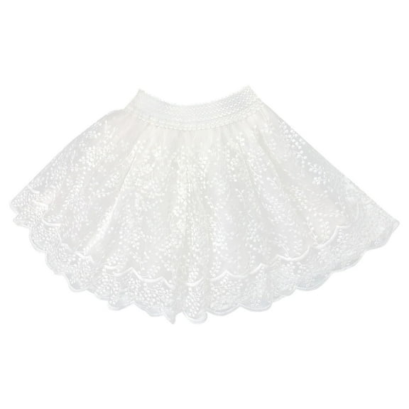 THDHVS Casual Skirts for Girls,Kids Summer Skirts,Girl's Layered Skirt Princess Skirt White 7-8 Years