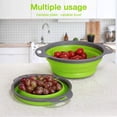 thumbnail image 5 of Coladores plegables de 2 piezas con asas con asas extensibles perfectos para escurrir pasta, verduras, frutas, colador de pasta, colador de fideos, colador de cocina, 5 of 5