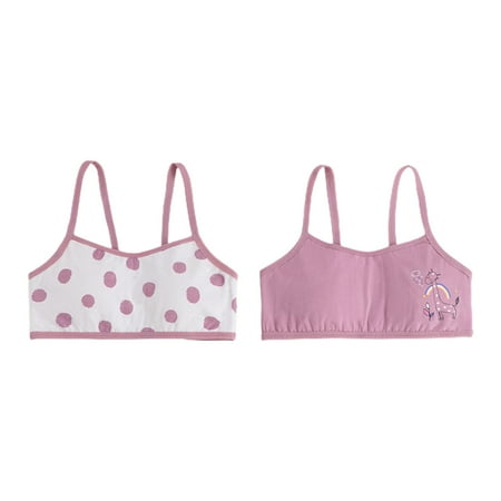 Kureaily Teen Girls  Spaghetti Strap Sports Bra Cotton Cropped Training Bra Bra With Removable Cookies 2 Pack 14-16 Years