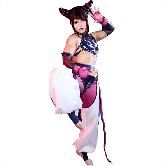 [Officially Licensed] Street Fighter Juri Han Classic Costume Full Set for Halloween, XL