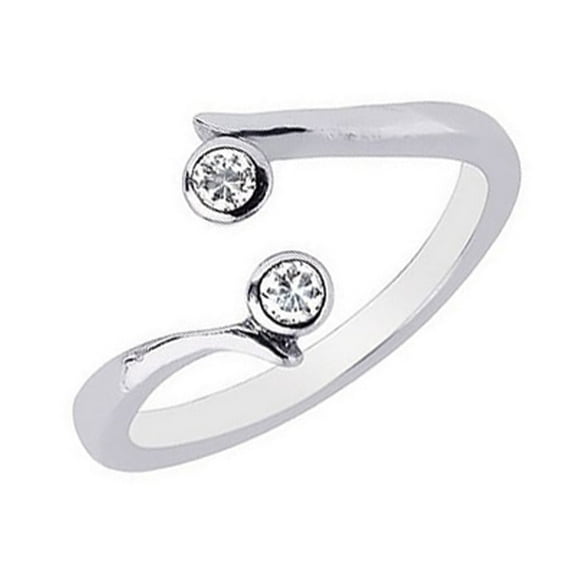 Ritastephens Sterling Silver Toe Ring Crossover Ring Clear Cubic Zirconia