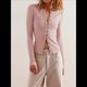 thumbnail image 4 of Cárdigan Corto de Punto Acanalado con Botones y Larga para Mujer, Estilo Y2K, Ajustado, Cuello Redondo, Camiseta para Salir de Otoño. Rosa XL, 4 of 7