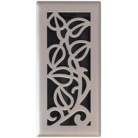 Imperial RG3249 Vine Design Floor Register, 4 in H x 10 in W, Stamped Steel, Satin Nickel