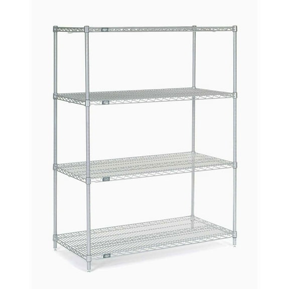 Nexel 5 Tier Stainless Steel Wire Shelving Starter Unit, 54"W x 18"D x 86"H
