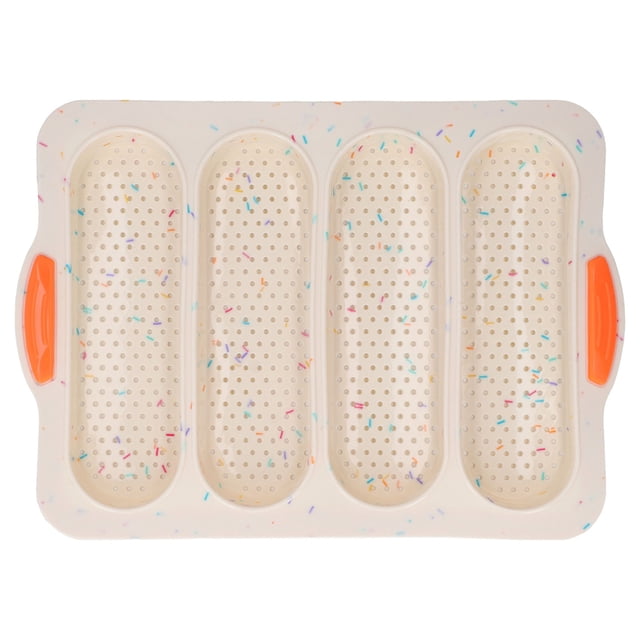 Baguette Mold 4 Grooves Silicone Soft Smooth Surface Bread Mould Baking Pan Kitchen ToolBeige