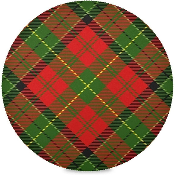 48"X 48" Colorful Plaid Elastic Fitted Edged Round Tablecloth Fade Resistant Anti-Shrink Table Cloth Washable Table Cover for Banquet Home Indoor or Outdoor