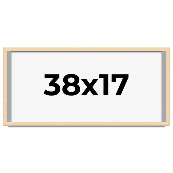 38x17 Frame Natural Wood Picture Frame | 0.75 Inch Moulding Width | with UV Acrylic Plexiglass,