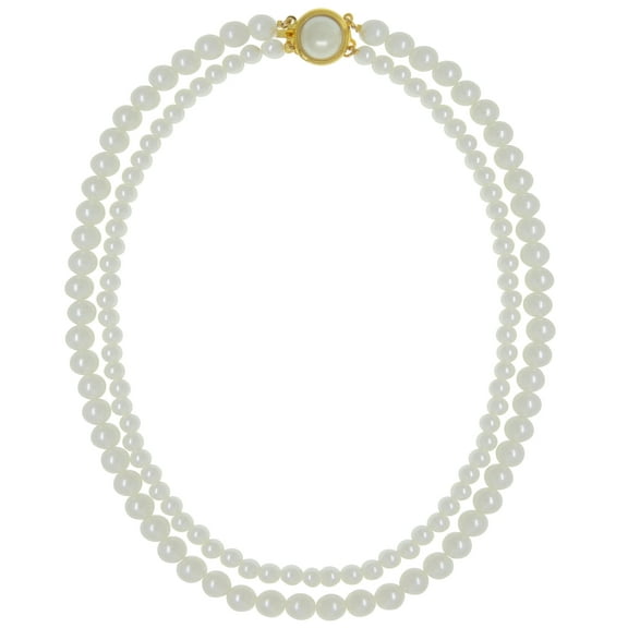 1928 Jewelry Double Faux 6mm Pearl Strand Necklace 16