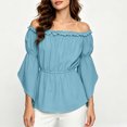 thumbnail image 4 of LEKWK Renaissance Top Women Off Shoulder Ruffled Top with Flared Bell Sleeves Classic Pirate Shirt Medieval Halloween Cosplay Costume, 4 of 9