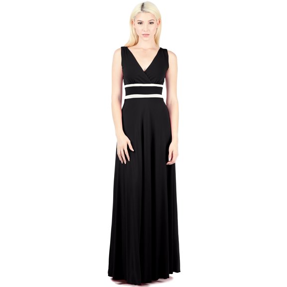 Evanese Women's Elegant Sleeveless Evening Party Formal Long Dress with Contrast