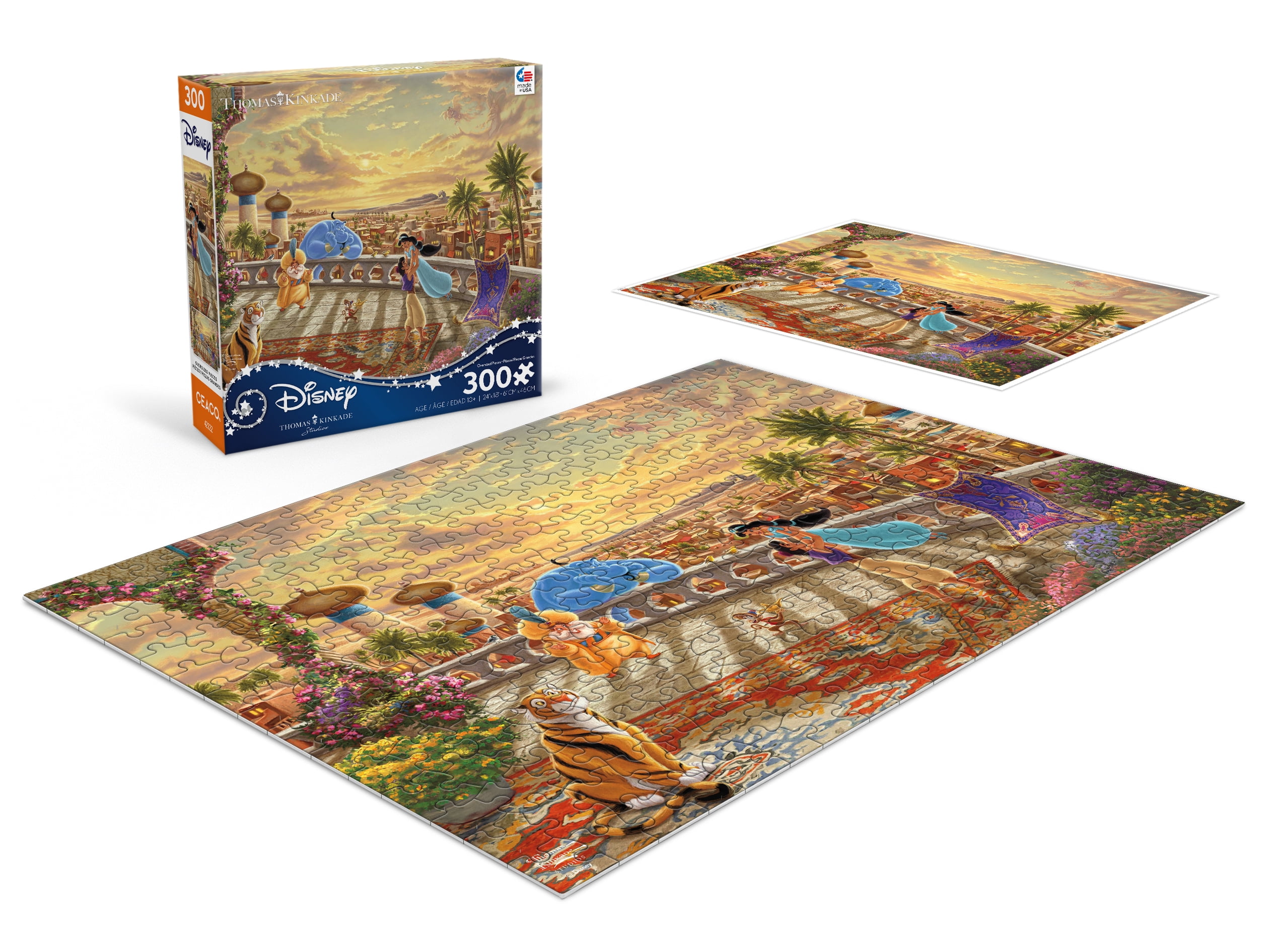 Ceaco 300-Piece Thomas Kinkade Disney Jasmine Dancing in the Desert Sunset Interlocking Jigsaw Puzzle
