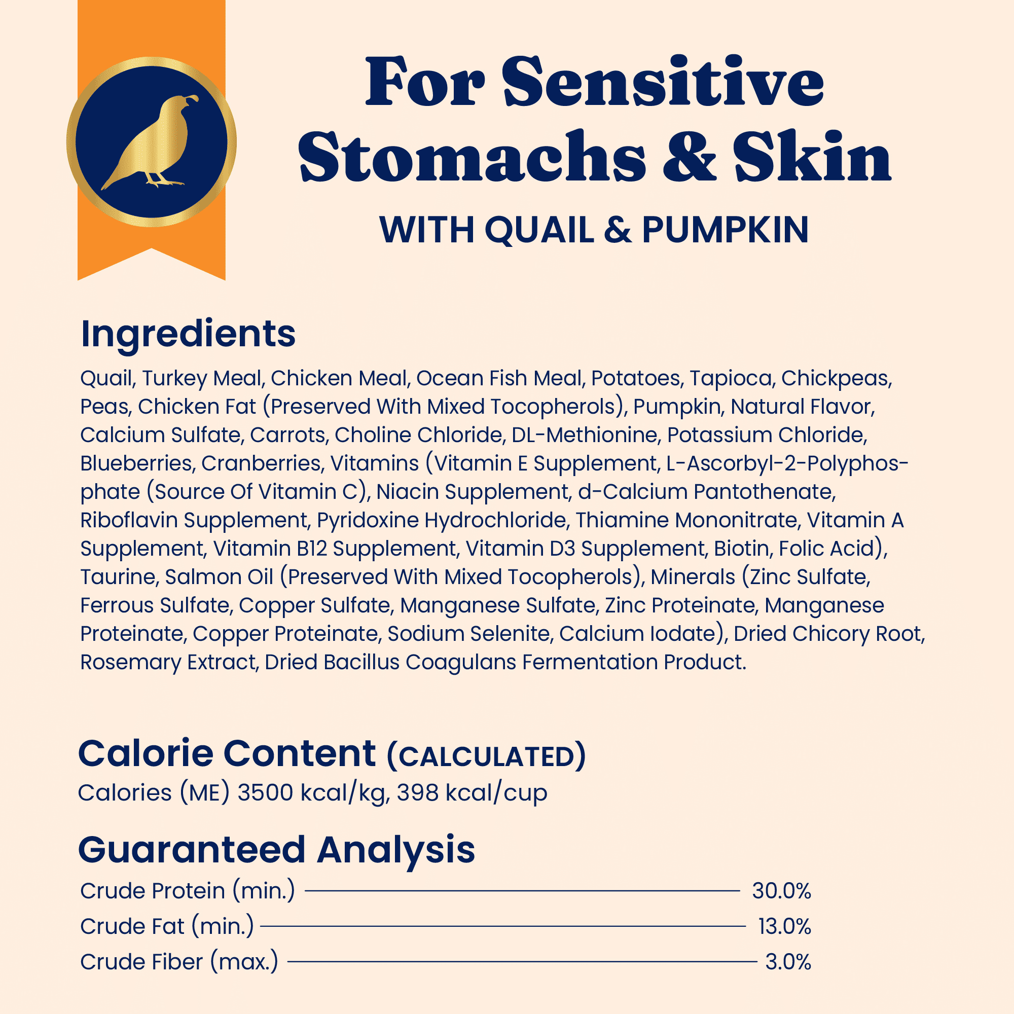 Solid Gold Sensitive Stomach Dry Cat Food - Made with Real Quail and Pumpkin - Winged Tiger Grain Free Cat Food for Adult and Senior Cats - Promotes Gut Health and Immune Support - 6 lb