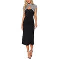 thumbnail image 2 of INSPIRE CHIC Women's Lace Bolero Shrug Stand Collar Button Short Sleeve Shoulder Cover Up M Dark Grey, 2 of 6