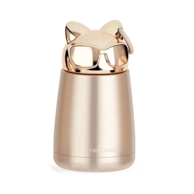 Termo Acero Inoxidable Hello Dream Gato Kawaii 300 ml Dorado