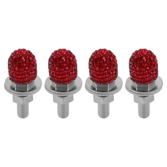 Unique Bargains Universal Motorcycle M6 License Plate Screws Cover 4cm Anti Theft License Plate Screw Frame Bolt Kit Aluminum Alloy Red 4 Pcs