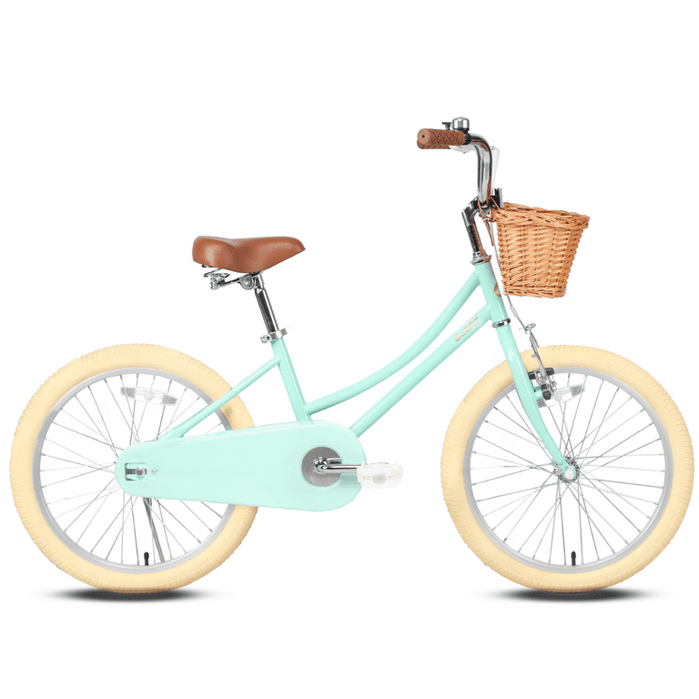 Glerc 18 Inch Kids Girls Bike for 5 6 7 8 Years Old Little Girls Retro Vintage Style Bicycles with Training Wheels and Bell Mint Green