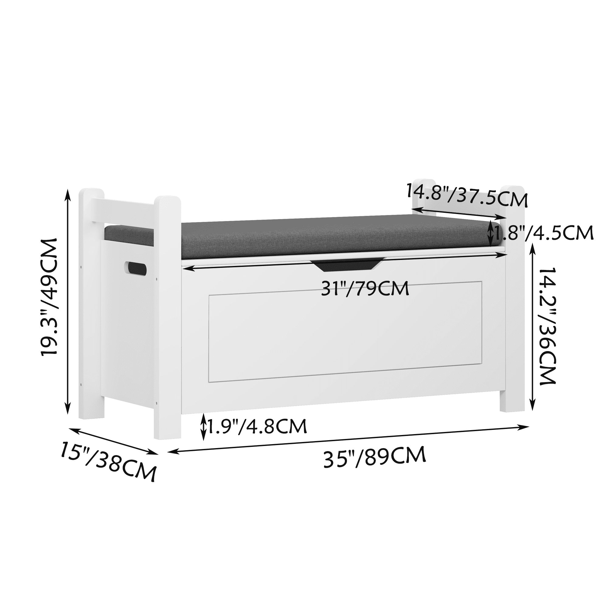 HOQBN Kids Toy Box Chest for Boys Girls,Large Toy Storage Organizer with Cushion Seat Bench,Flip-Top Lid & Safety Hinge for Nursery, Playroom,White