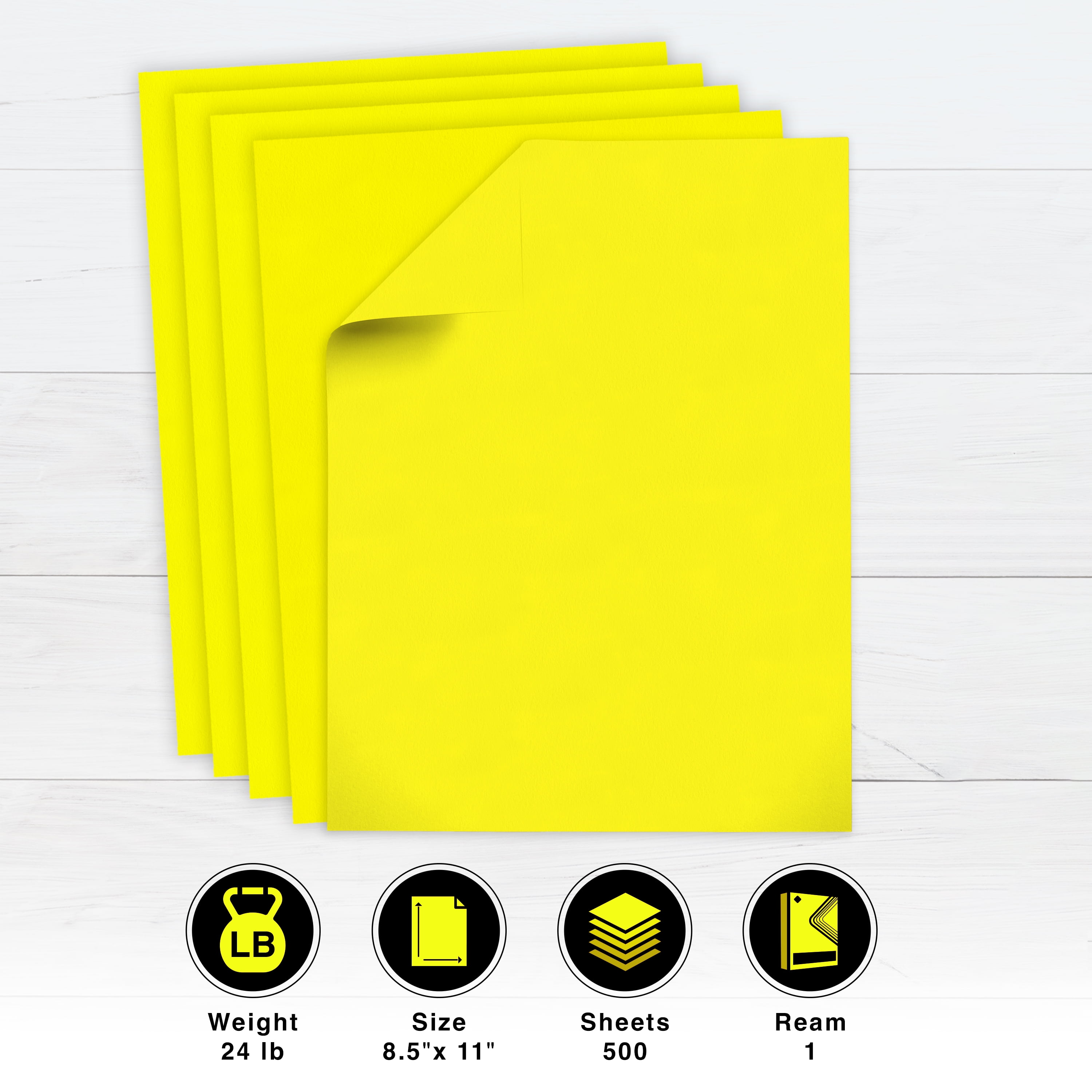 PrintWorks Bright Color Paper, Lemon Yellow, 8.5 x 11, 24 lb, 1000