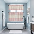 thumbnail image 4 of Pink Plaid Kitchen Curtains Valances and Tiers Set of 3 Retro Country Pink Plaid Linen Texture Tier Curtains and Valance with Rod Pocket for Small Windows, 27.5"x36", 4 of 9
