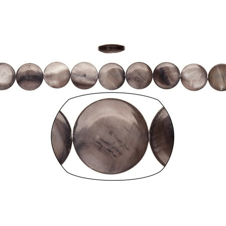 - Shell Bead, Gun Black(Dyed) Mother-of-Pearl, Round Plate, 13x13mm 16 Inch/pack (4-pack Value Bundle), SAVE $3