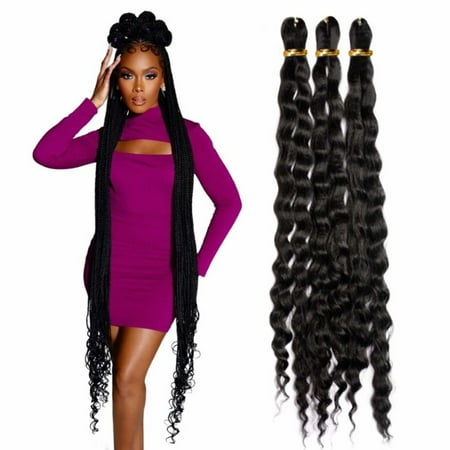 Darling Pre-Stretched Bohemian Wave Braid Hair 3X Pack 52 inch #1B Adult Women