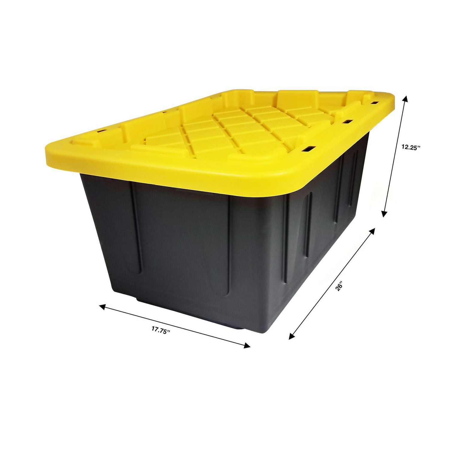 Homz Durabilt® 15 Gallon Tough Container, Black Base with Yellow Lid