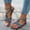 Dark Blue, variant on Women's Bohemian Crisscross Strap Sandals Beaded Decor Flat Roman Shoes Soft Non-slip Beach Vacation Casual Daily Sandals Khaki 36