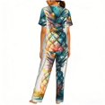 thumbnail image 2 of Womens Pajamas Set Short Sleeve and Pants 2 Piece PJ Sets Soft Comfy Loungewear, Watercolor Pineapple Art, 2 of 6