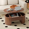 thumbnail image 3 of Wirrytor Lift Top Coffee Table with Storage and Open Storage Shelf, Oval Coffee Table for Living Room, Elliptical Arc Design, Fluted Center Table, Walnut Finish & Spacious Storage,, 3 of 10