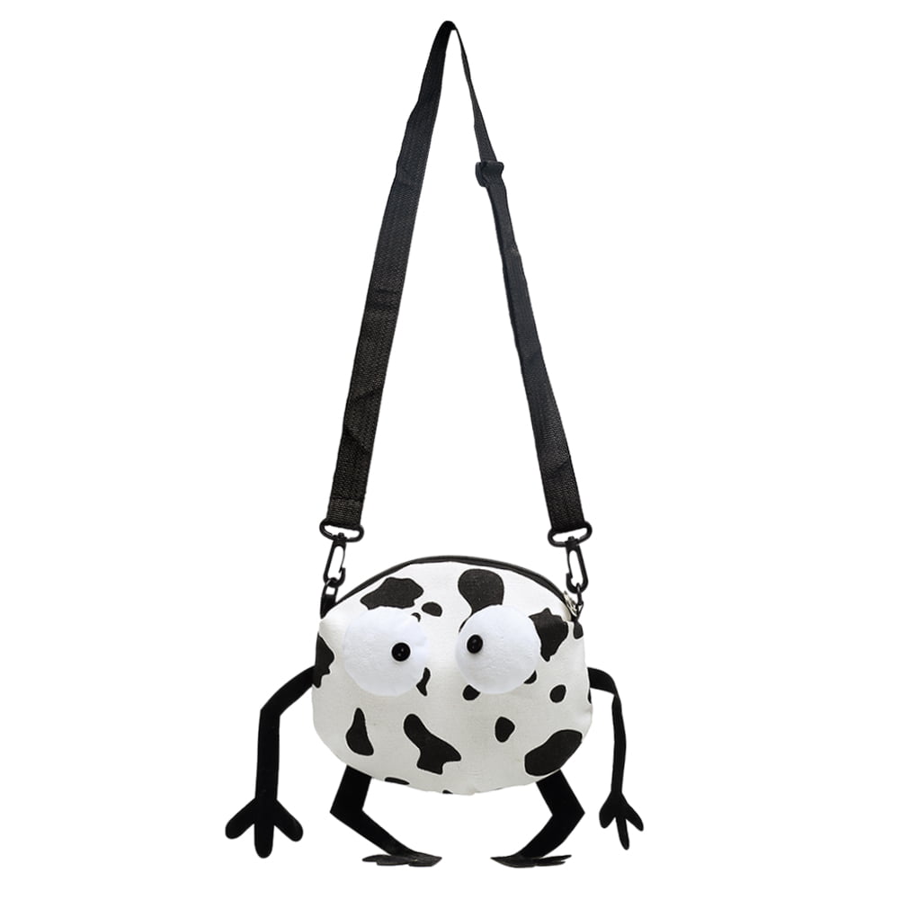 Blue Cartoon Dog Stripe Round Leather Shoulder Bag Fashion Lady Crossbody Wallet Adjustable Top Handbag For Women Girl