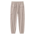 thumbnail image 5 of LMOIPLI Men's Corduroy Cargo Jogger Pants Elastic Drawstring Waist Multi Pocket Tapered Casual Streetwear Trousers Khaki XL, 5 of 9