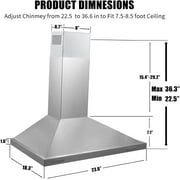 Zomagas 24 inch Wall Mount Range Hood 450CFM Exhaust Vent Stainless with Dishwasher Clean Filter 120V