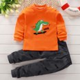 thumbnail image 2 of Qingpeng Kids Unisex Casual Outfit Set Long Sleeve Crewneck Top with Dinosaur Graphic and Elastic Waist Pants, 2 of 3