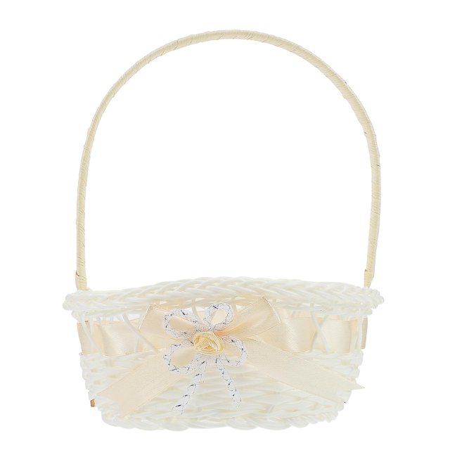 Cesta de mimbre de plástico con asa para flores, cesta de picnic, cesta de frutas, cesta tejida a mano