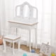 thumbnail image 3 of Para niños vanity con lighted mirror little girls' vanity mesa y stool con tri-fold mirror cajón y almacenamiento grid (para 3-9 years old girls blanca), 3 of 6