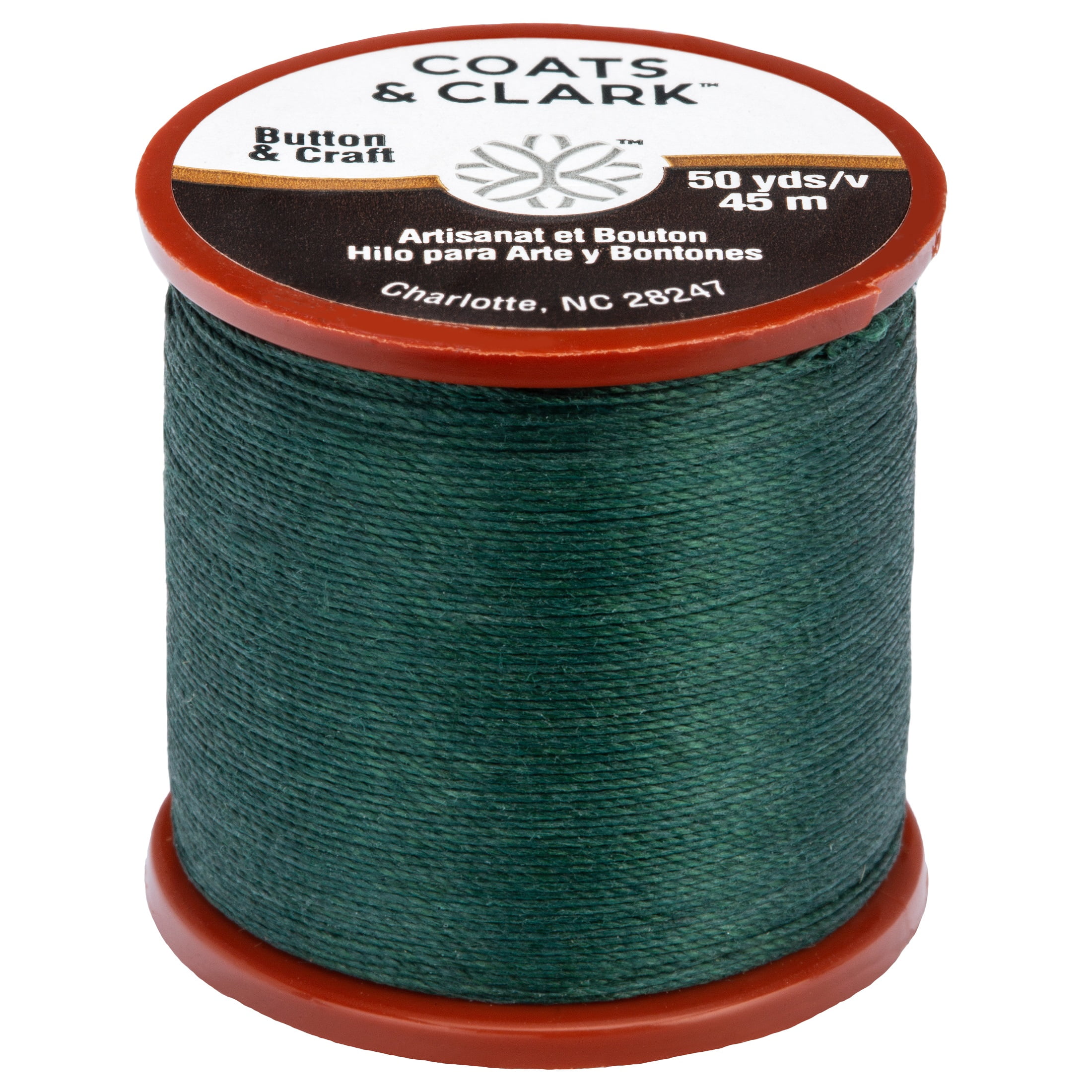 (4 pack) Coats & Clark Dual Duty Plus Button & Craft Thread, 50 yards/45 meters, Forest Green.