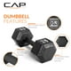 thumbnail image 3 of Mancuerna hexagonal de hierro fundido CAP Barbell, negra, individual, 15 lb, 3 of 7