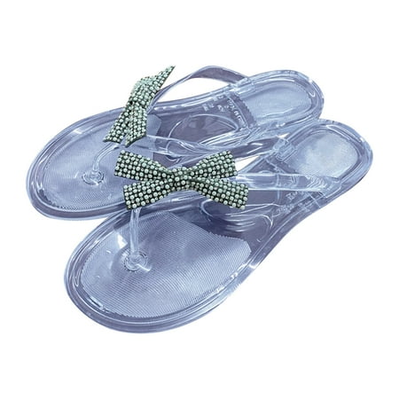 

Women Sandals clearance for Juebong Flip Flops Sandals for Women Fashion Cute Bow Rhinestone Thong Flat Slippers Summer Casual Thong Flip-Flops Lightweight Comfy Beach Shoes Slipper