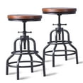 thumbnail image 1 of Taburete de bar LOKKHAN, industrial, vintage, giratorio, de madera y metal, juego de 2, 1 of 9