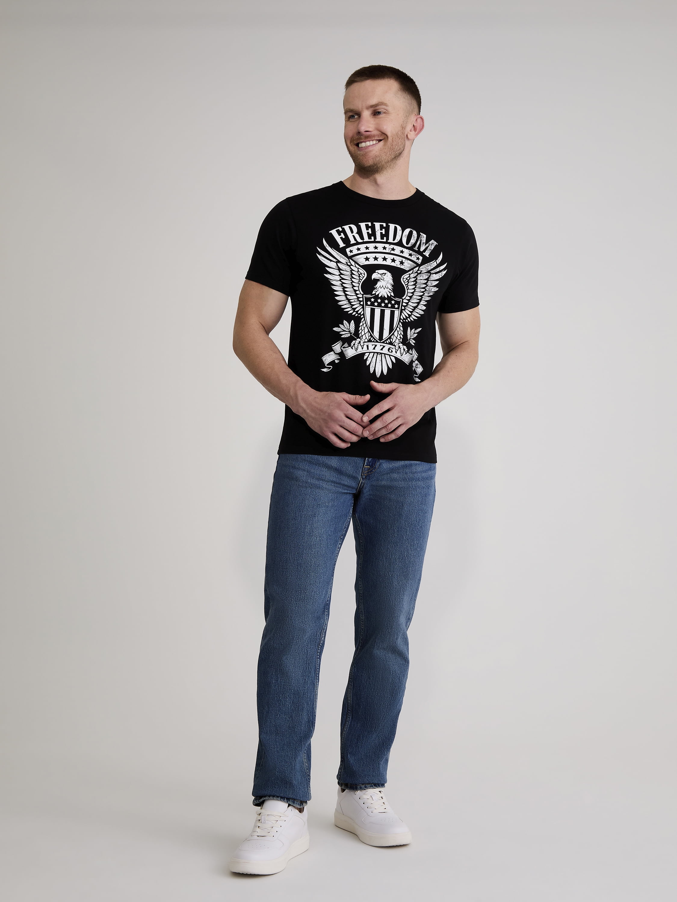 Men’s and Big Men's 4th of July USA Freedom Eagle Americana Graphic Tee Shirt by Way to Celebrate, Sizes XS-3XLT