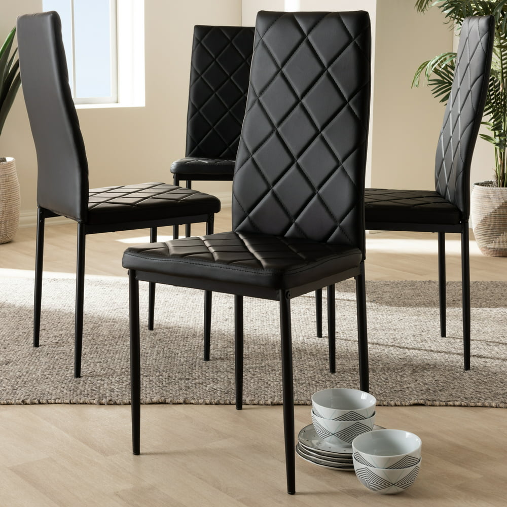 Set of 4 Baxton Studio Blaise Modern and Contemporary Black Faux