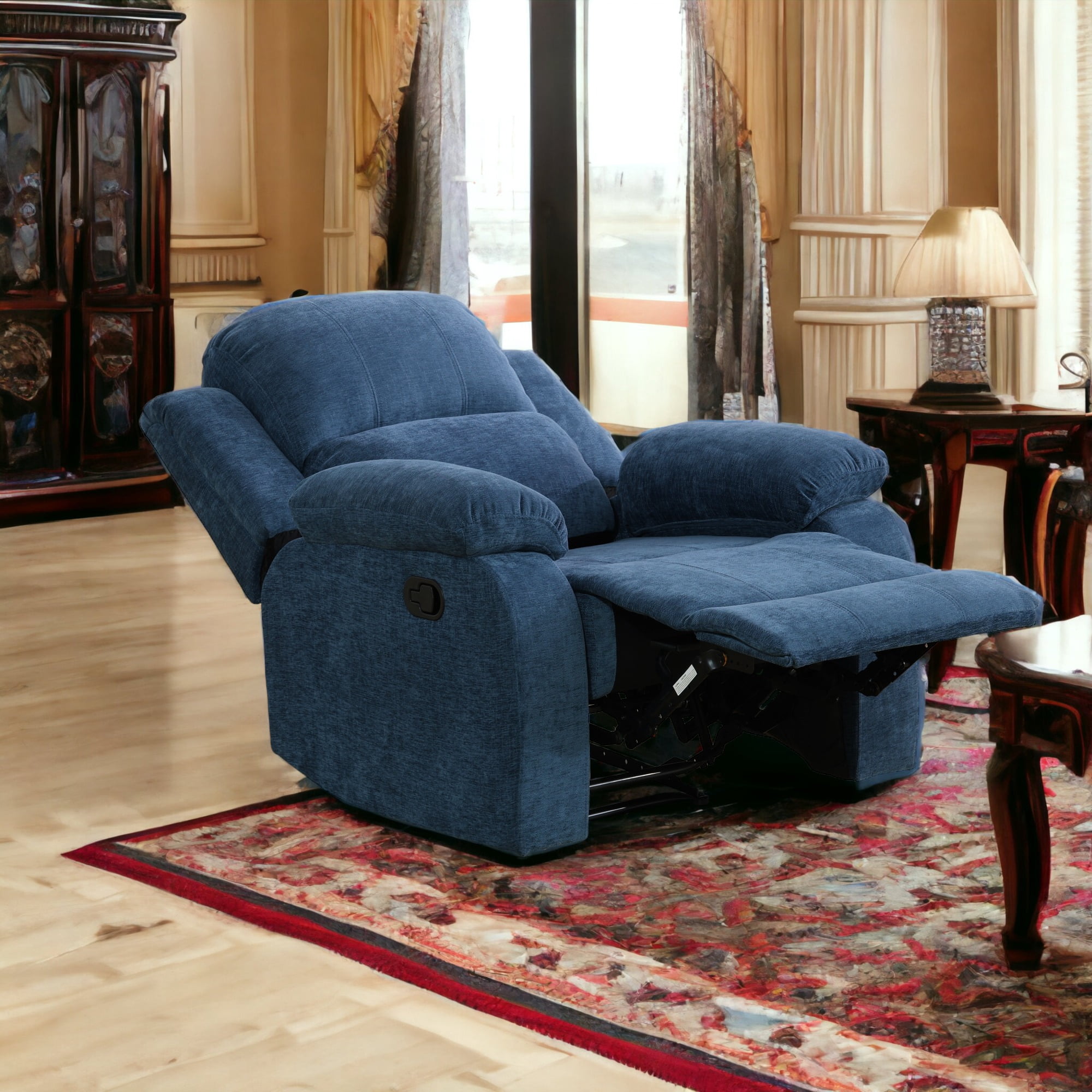 JESTOP Manual Recliner Chair, Overstuffed Faux Leather or Upholstered Single Sofa for Living Room Bedroom