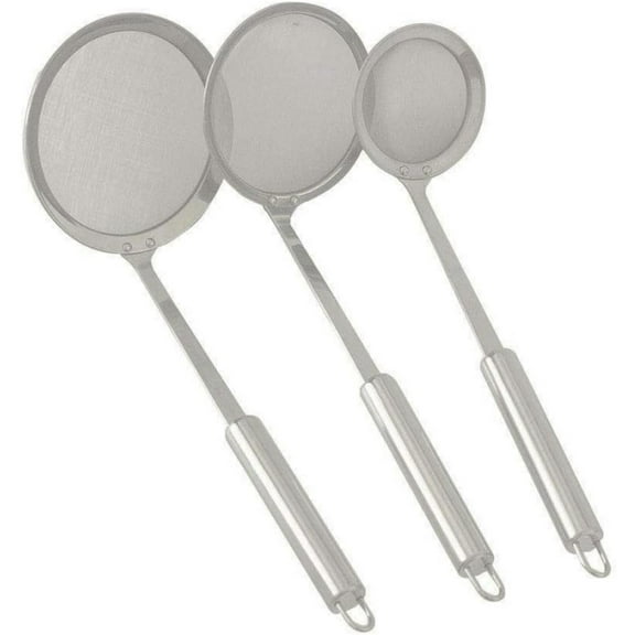 Hot Pot Fat Skimmer Spoon 3 Different Sizes Stainless Steel Mesh Food Strainer for Oil Filter Skimming Grease and Foam Kitchen Utensils